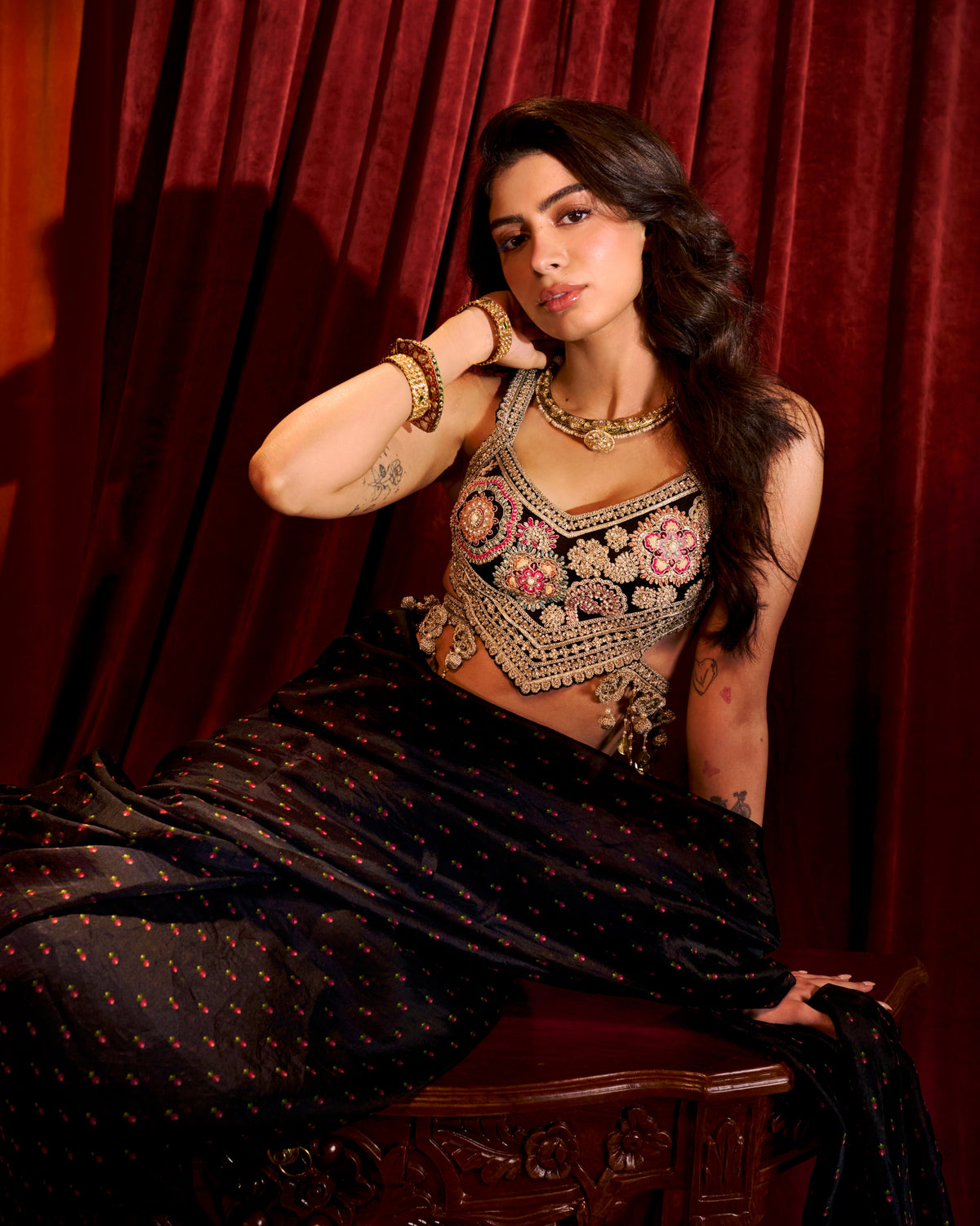 Black Rose Sari Set