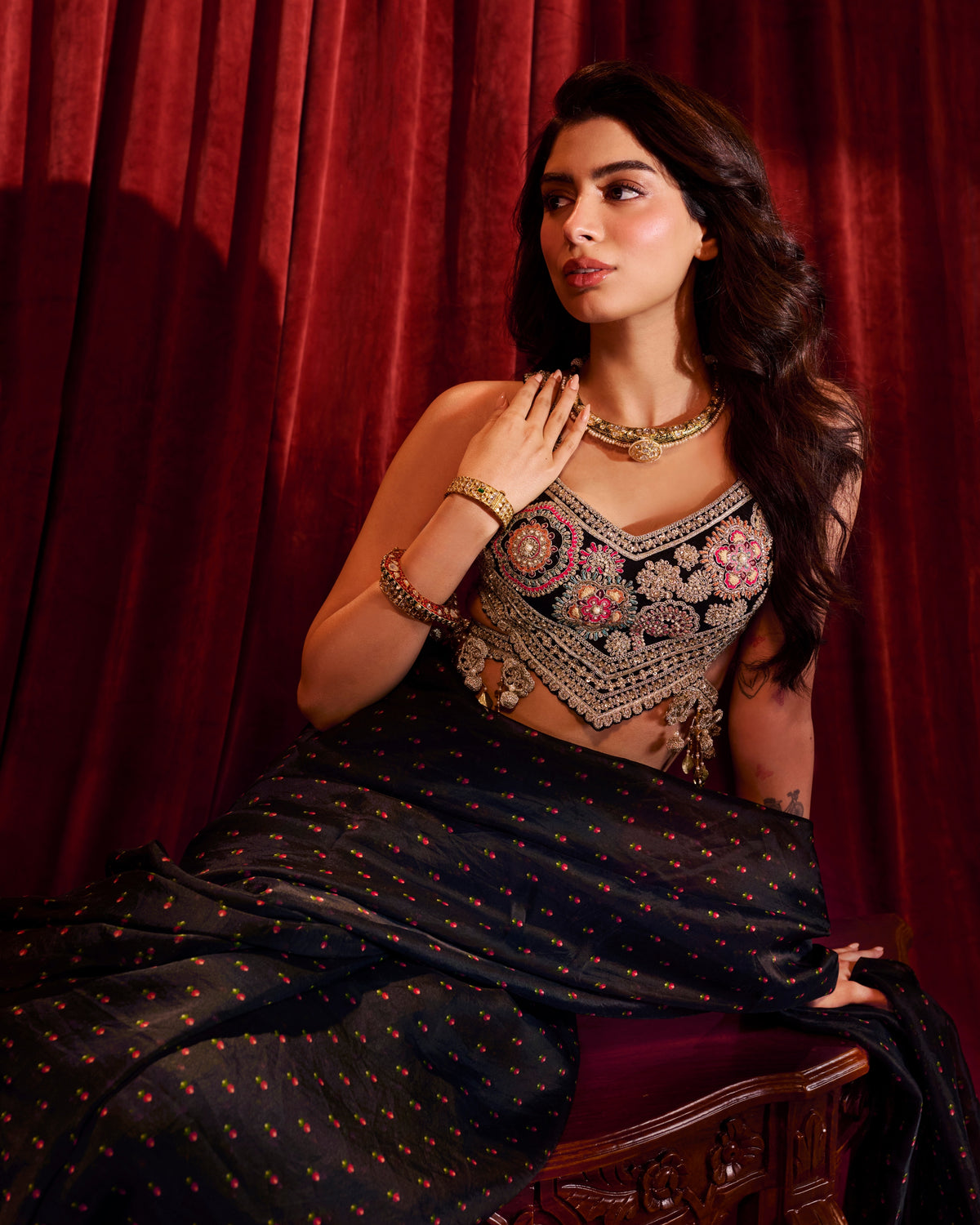 Black Rose Sari Set
