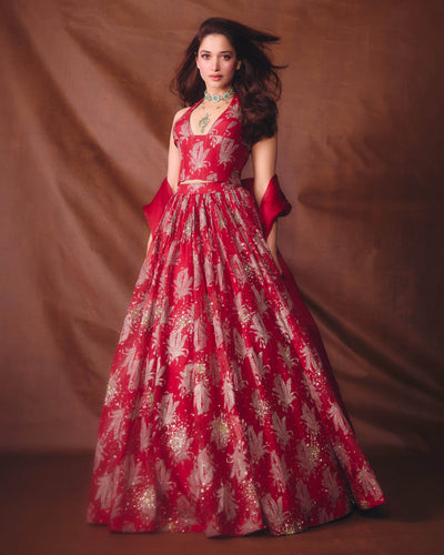 Rosa Red Royal Bloom Lehenga Set