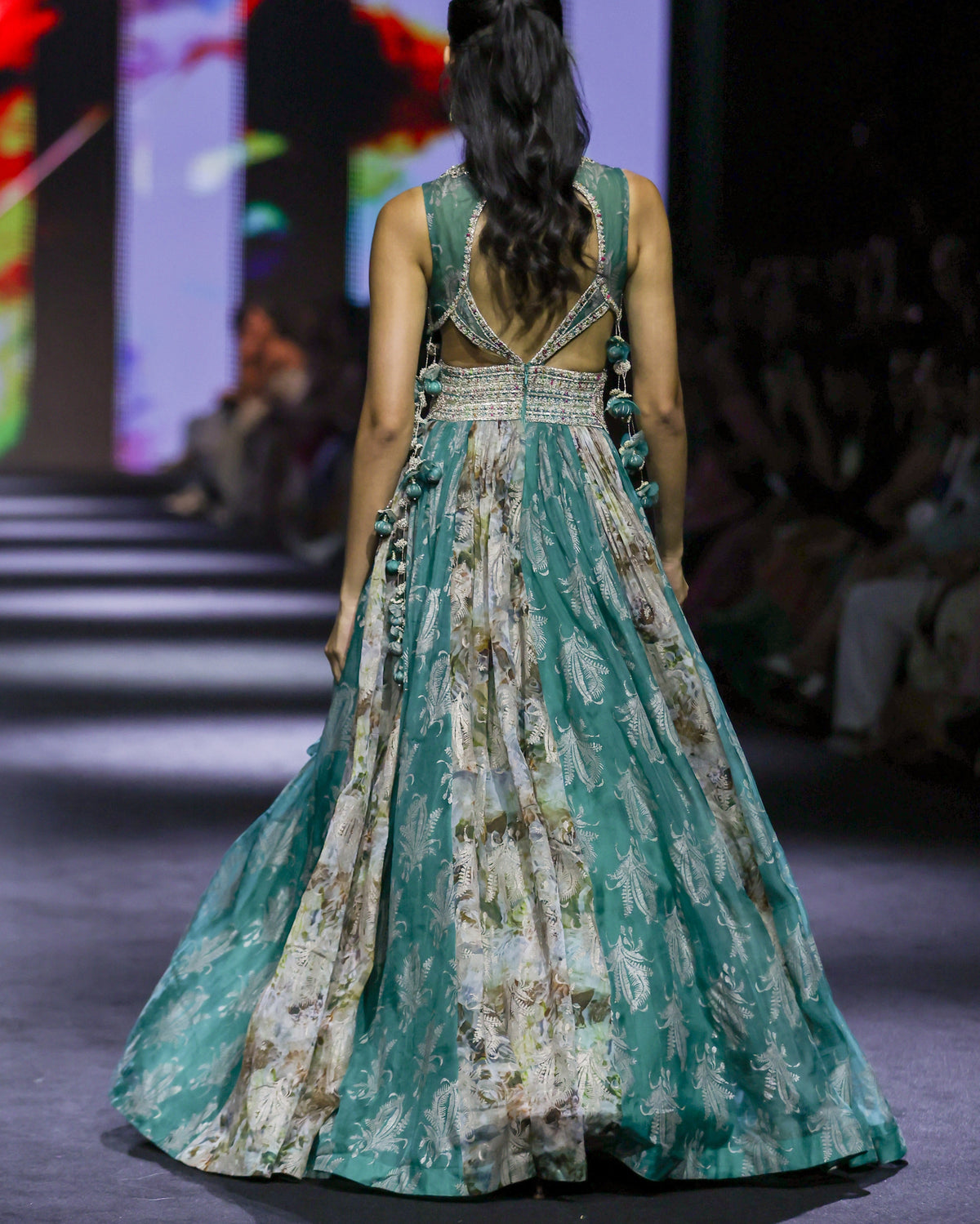 Misha Teal Multihued Anarkali