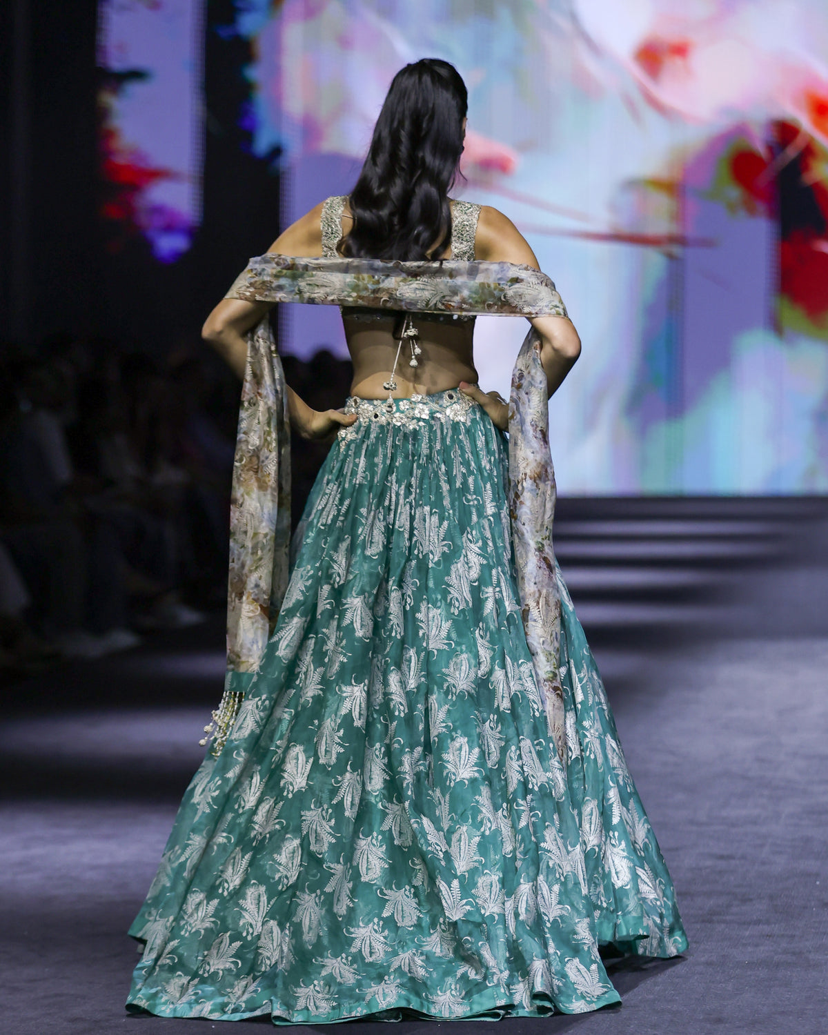 Julia Teal Royal Bloom Lehenga Set