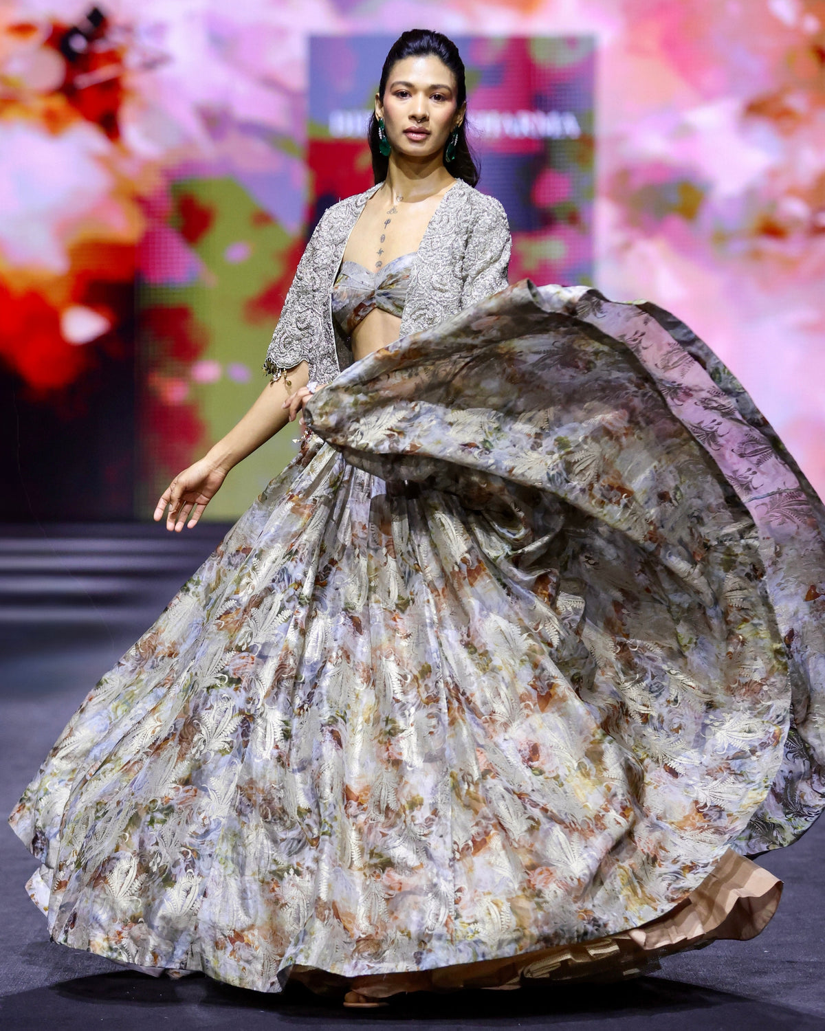 Thea Nude Floral Jacket Skirt Set
