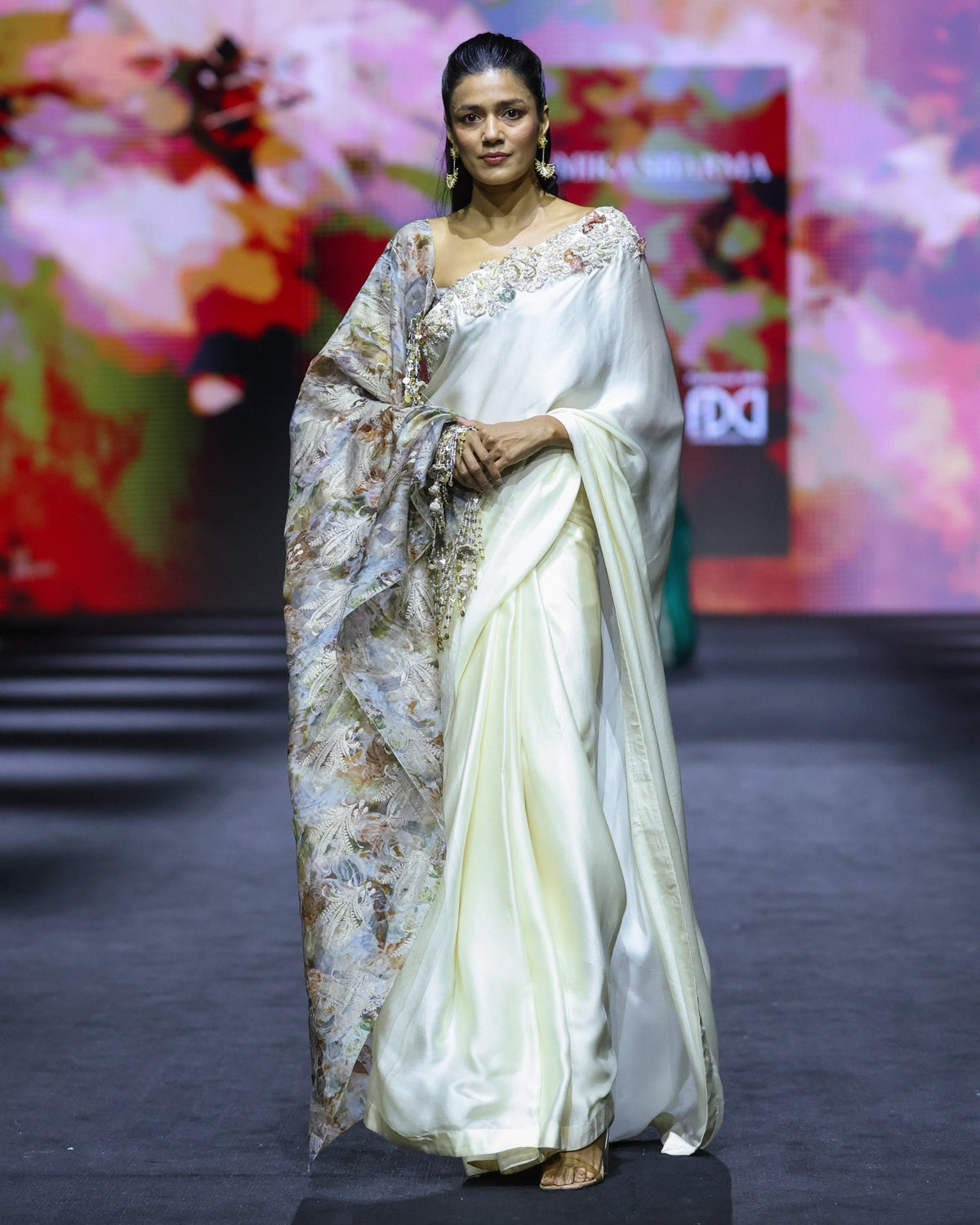 Bella Ivory Brocade Sari Set