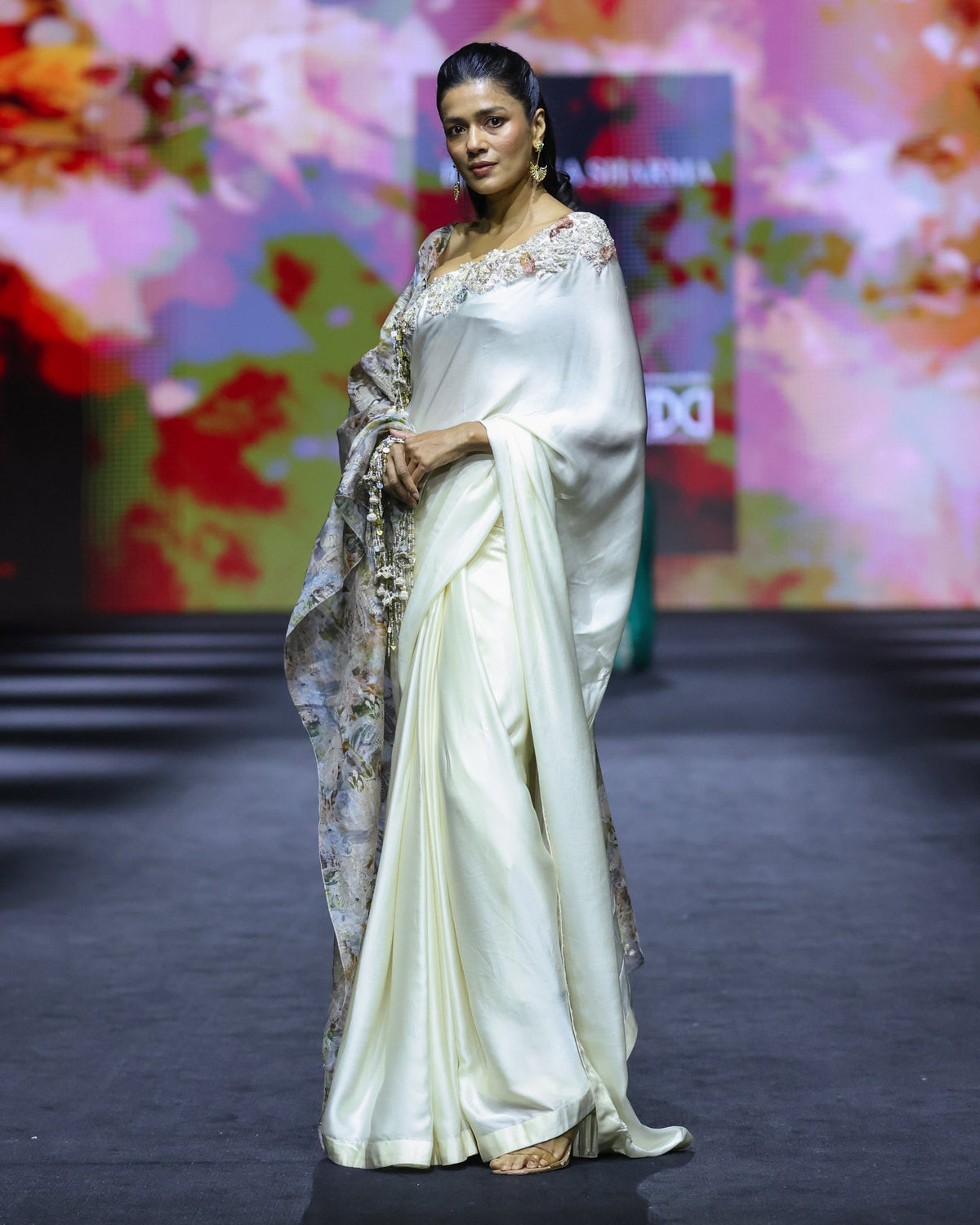 Bella Ivory Brocade Sari Set