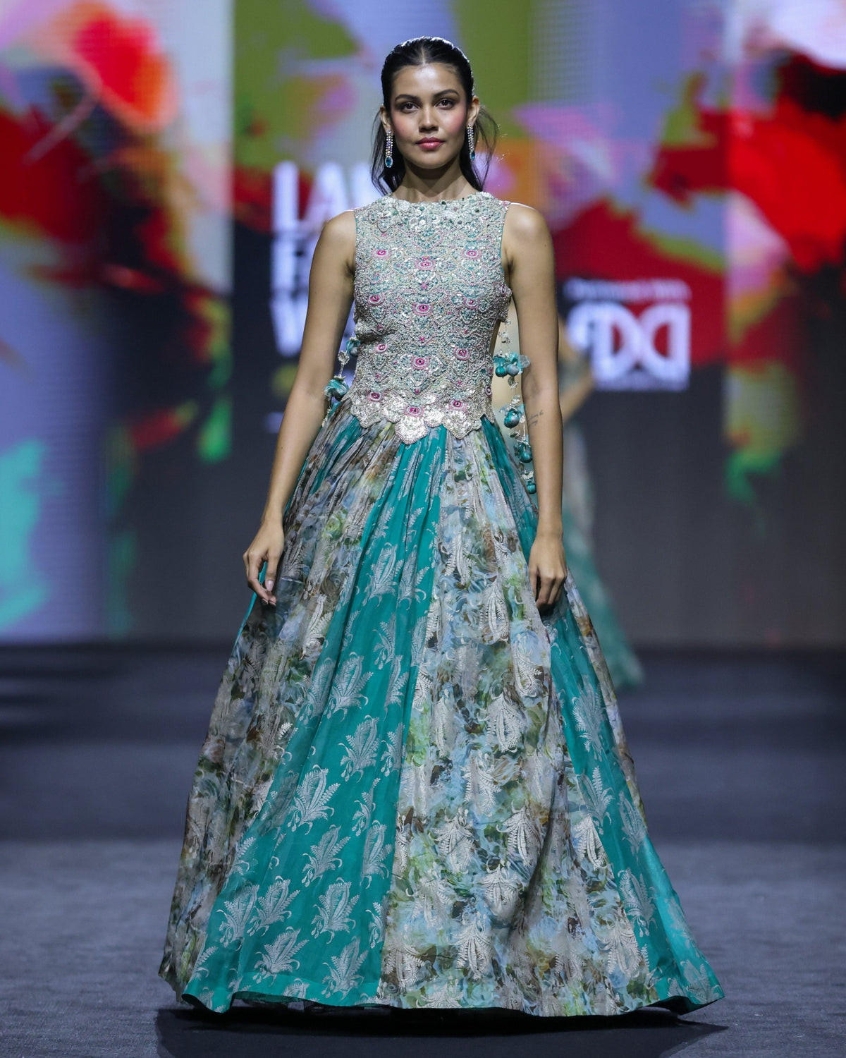 Misha Teal Multihued Anarkali