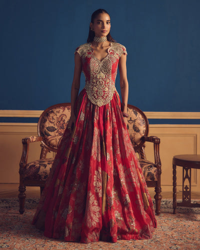 Maham Red Royal Bloom Anarkali