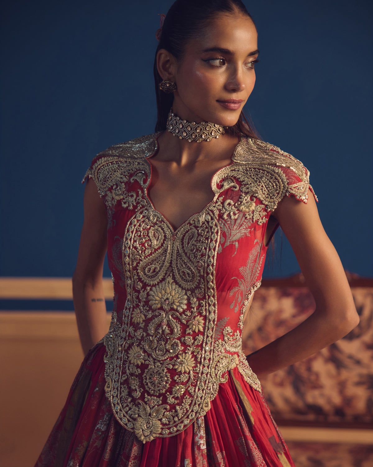 Maham Red Royal Bloom Anarkali
