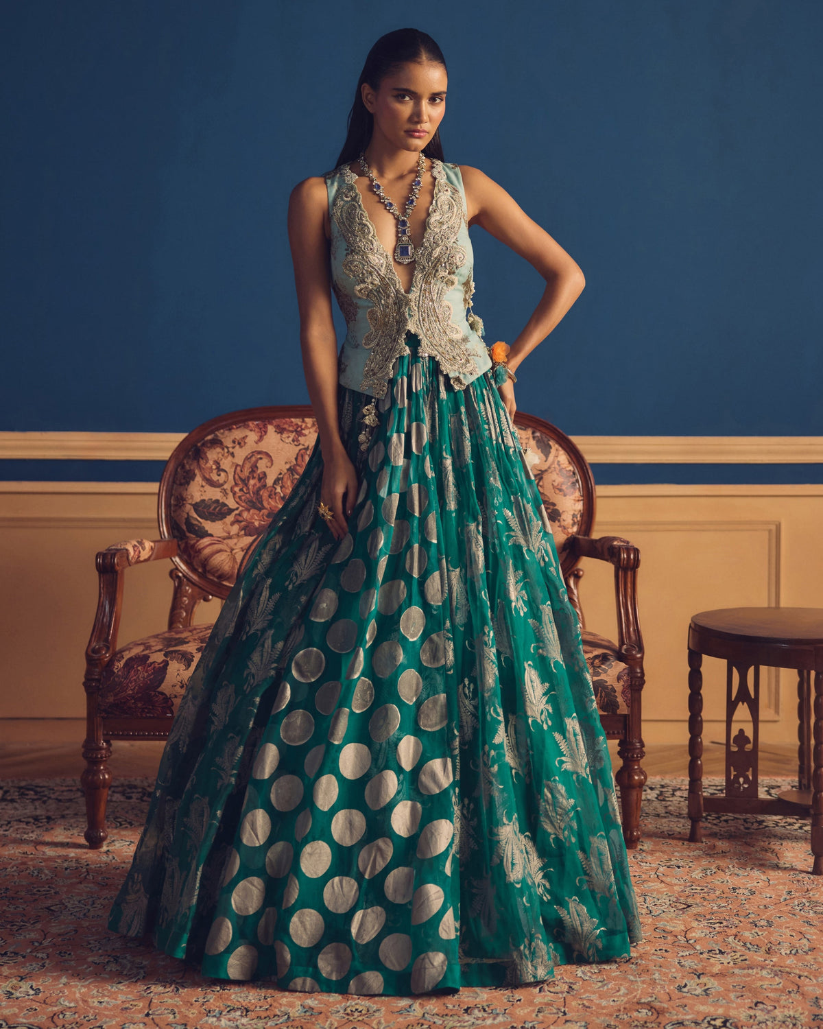 Yusra Teal Green Lehenga Set
