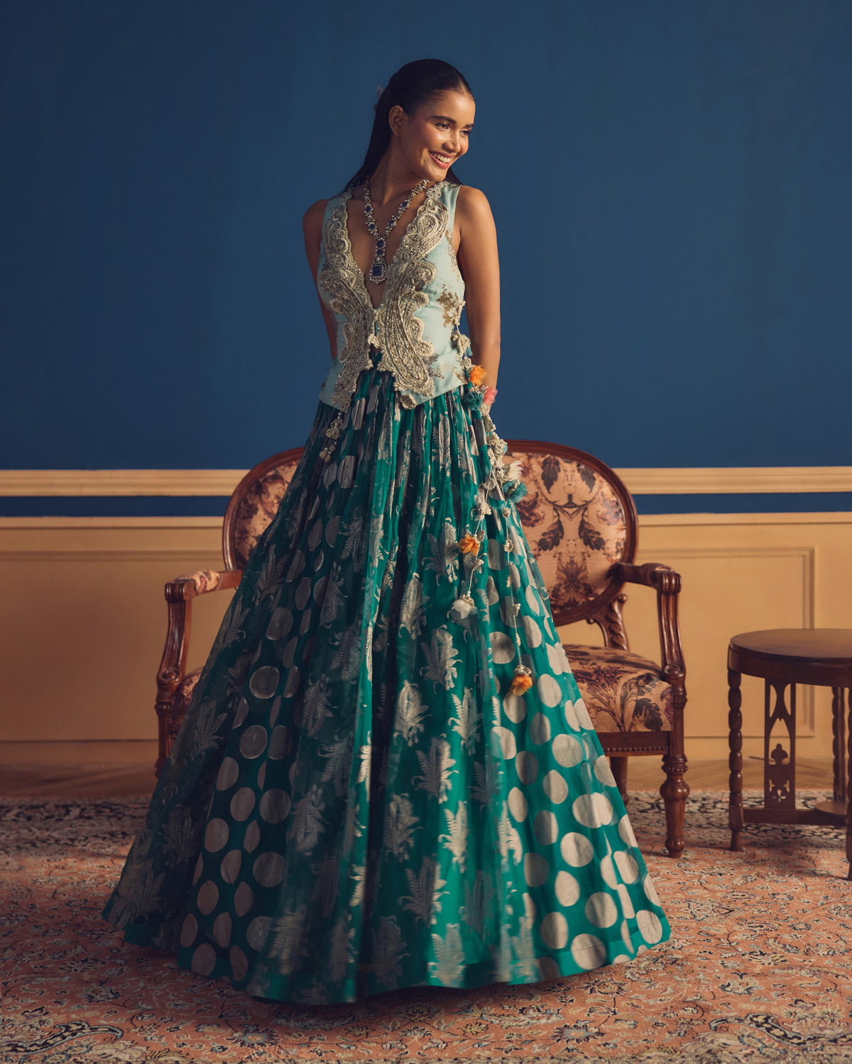 Yusra Teal Green Lehenga Set