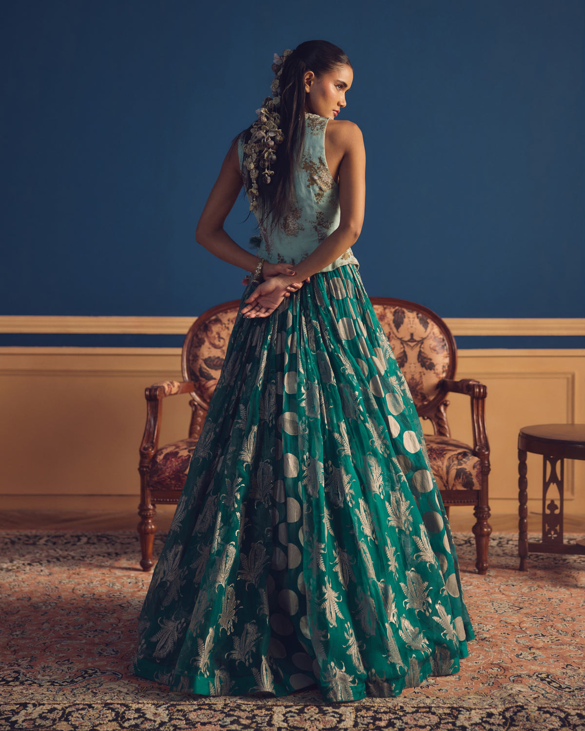 Yusra Teal Green Lehenga Set