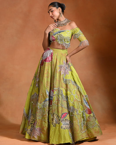 Brat Lime Lehenga Set