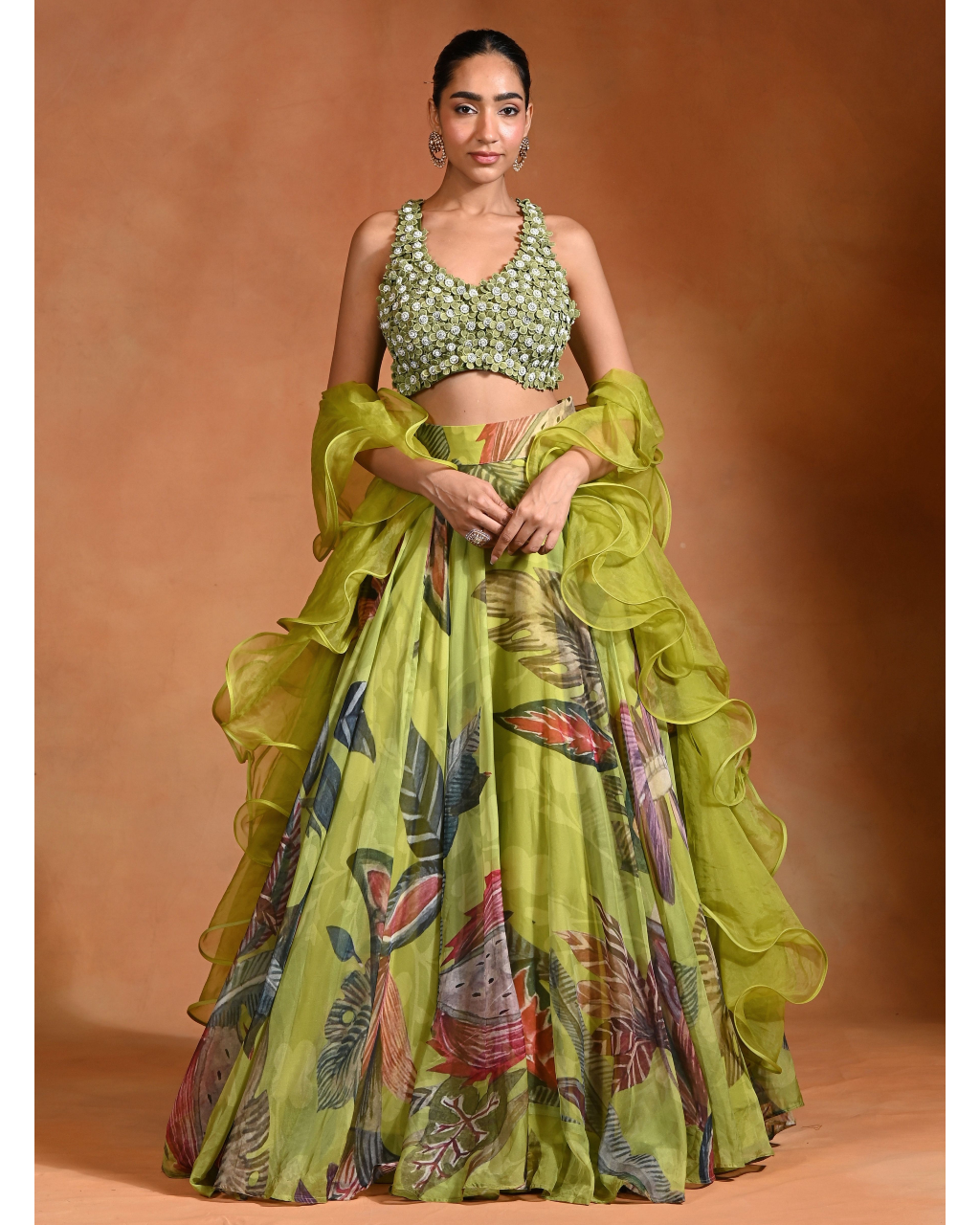 3D Embrioded Lehenga Set