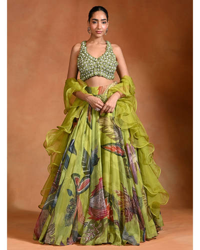 3D Embrioded Lehenga Set
