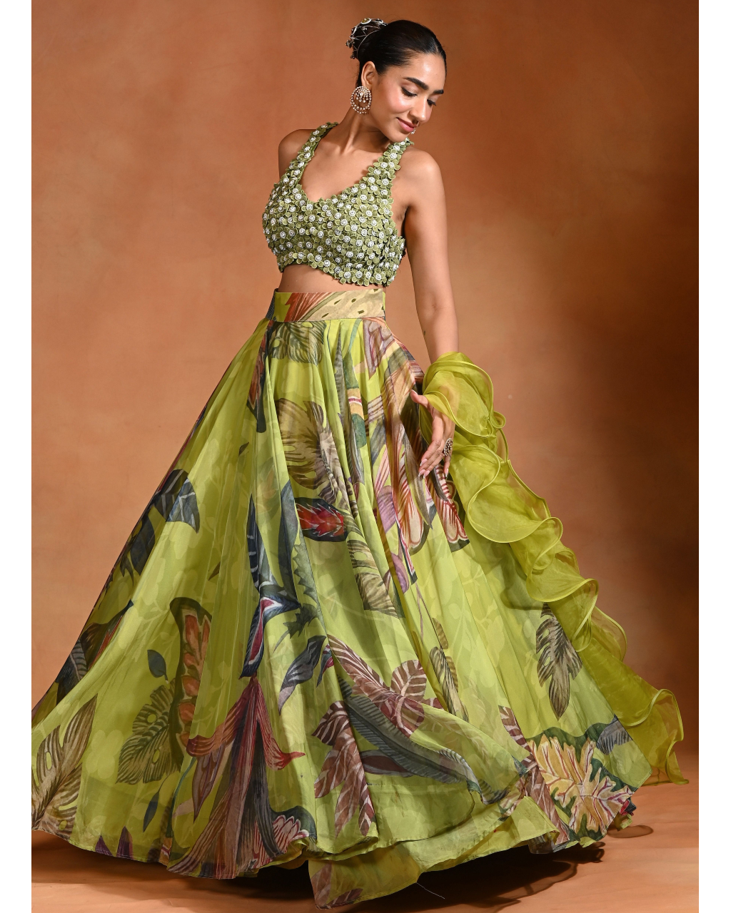 3D Embrioded Lehenga Set