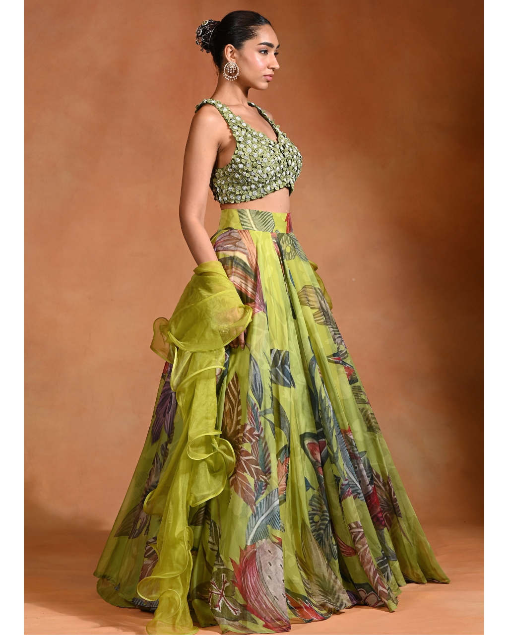 3D Embrioded Lehenga Set
