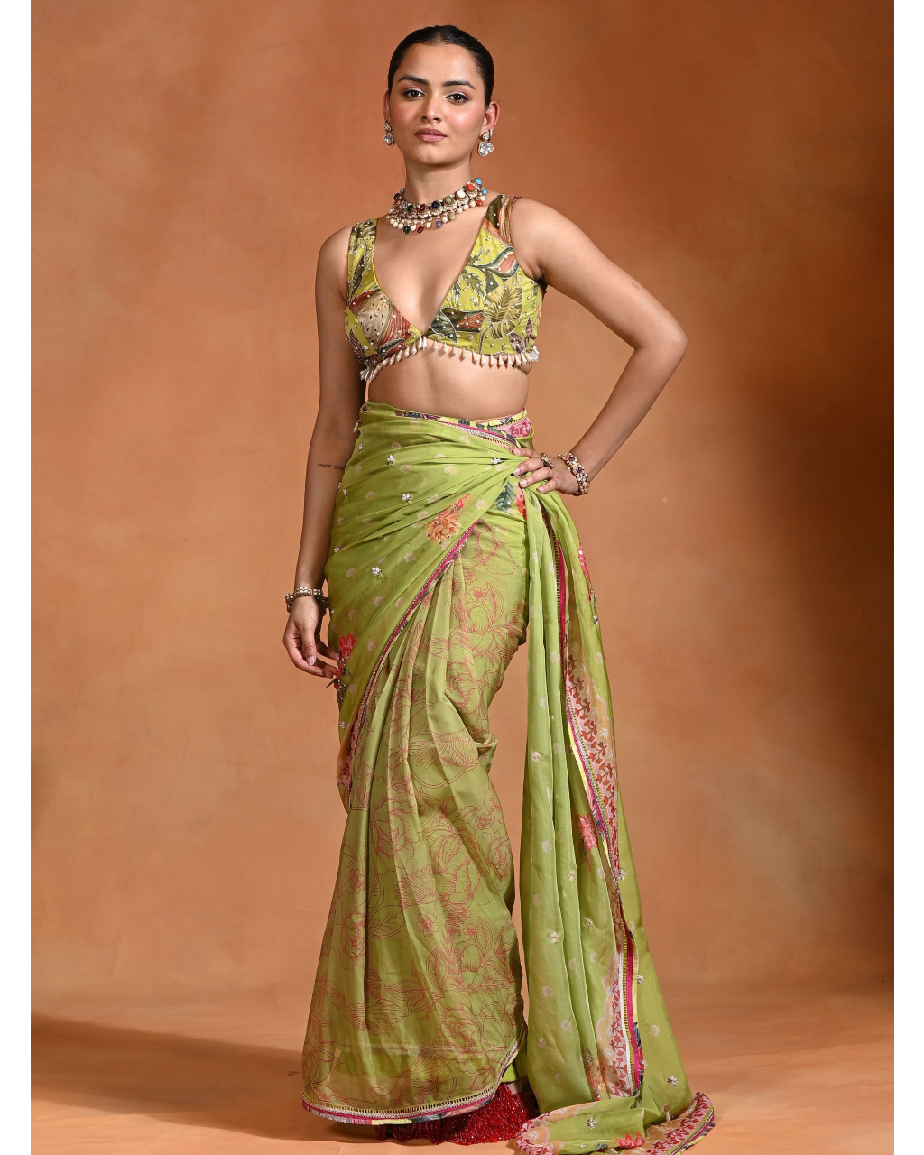 Brat Floral Sari Set