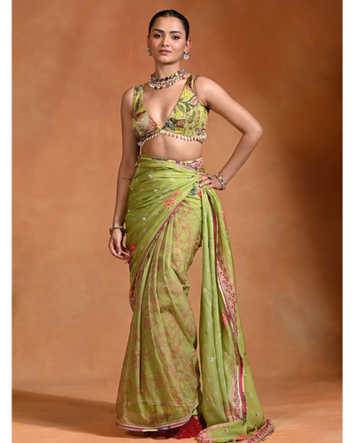 Brat Floral Sari Set