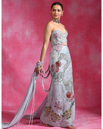 Ice Blue Dilruba Set