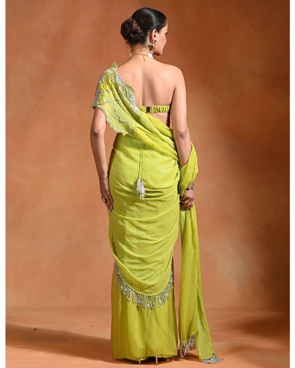 Lime Mirage Sari Set