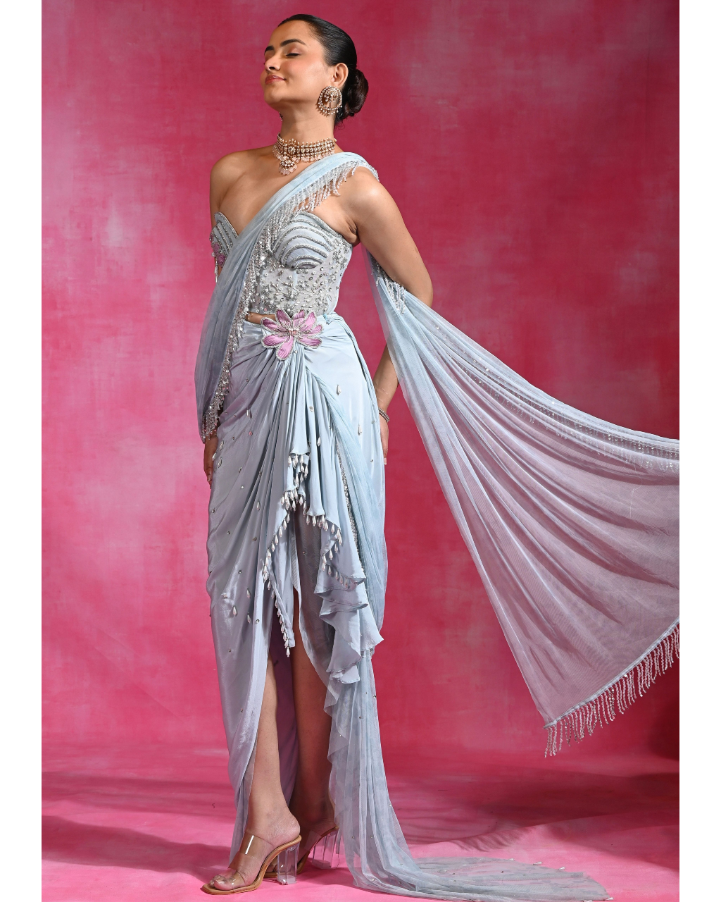 Ice Blue Crush Sari Set