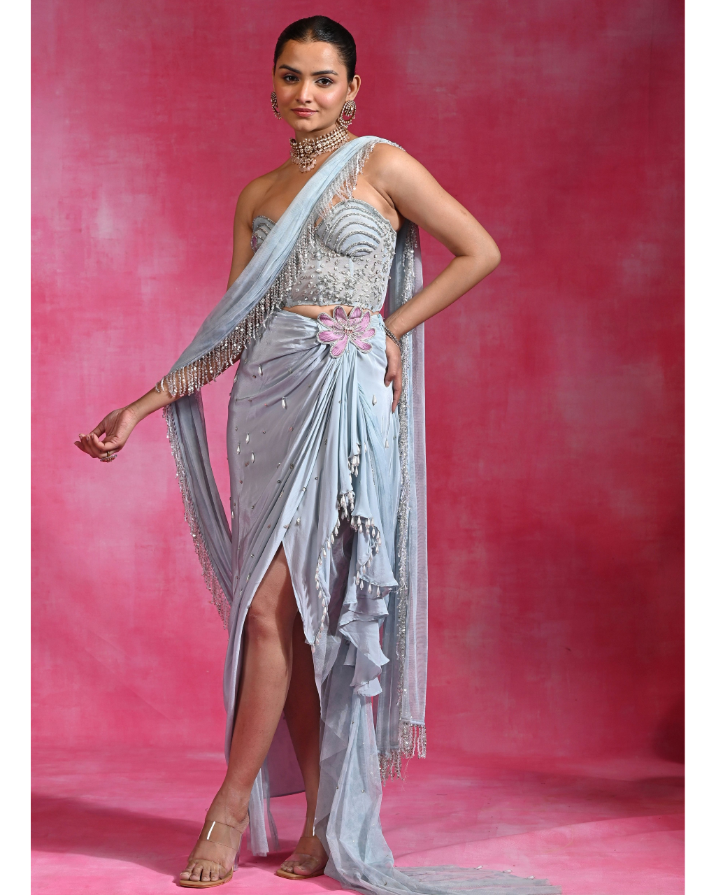 Ice Blue Crush Sari Set