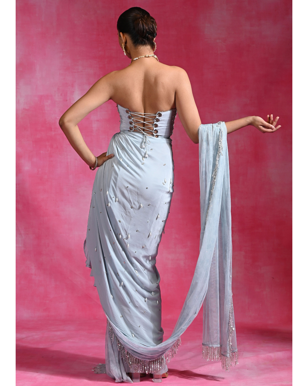 Ice Blue Crush Sari Set