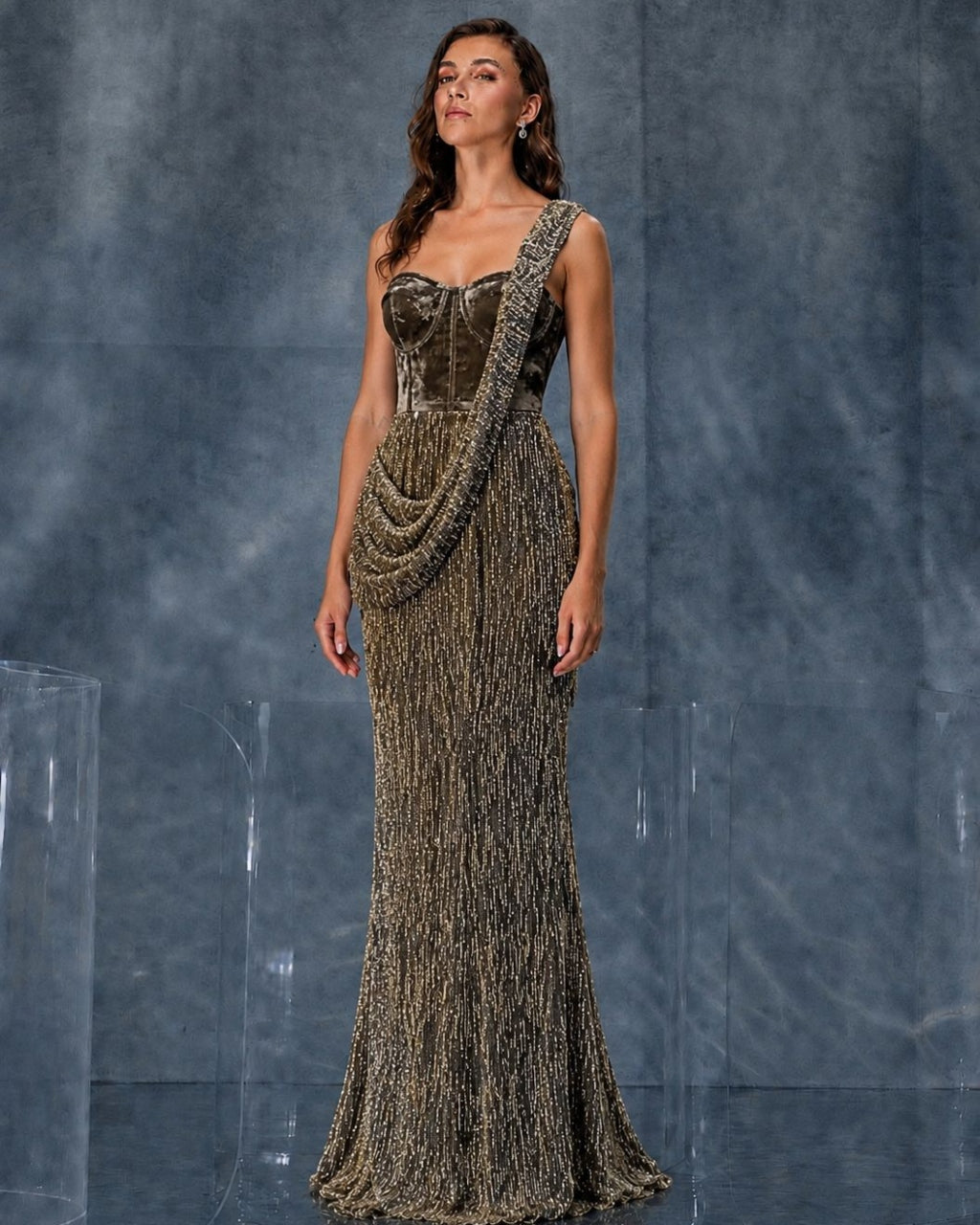 Olivia Top and Drape Sari Set