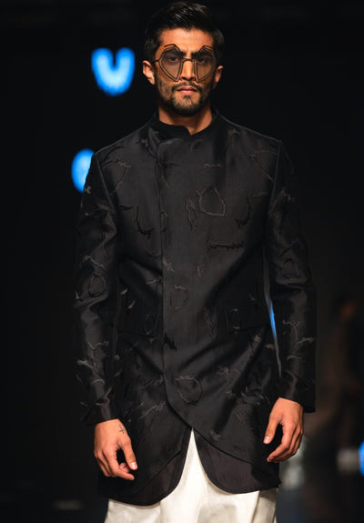 Moth Pattern Embroidered Bandhgala