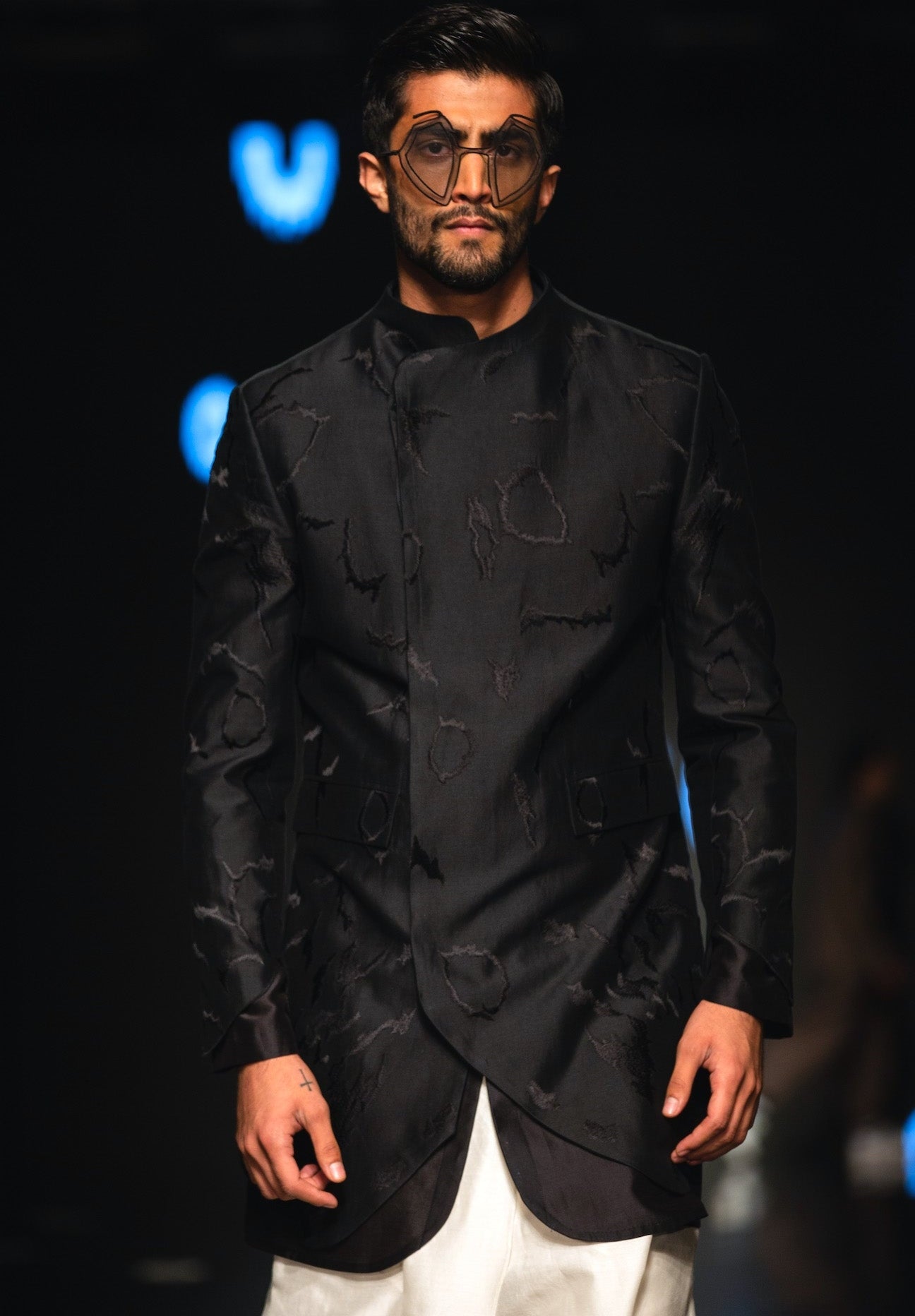 Moth Pattern Embroidered Bandhgala