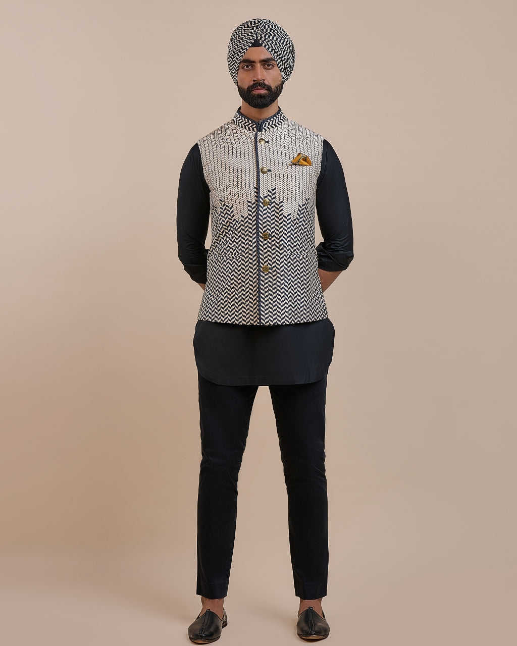 Signature Chevron Nehru Jacket