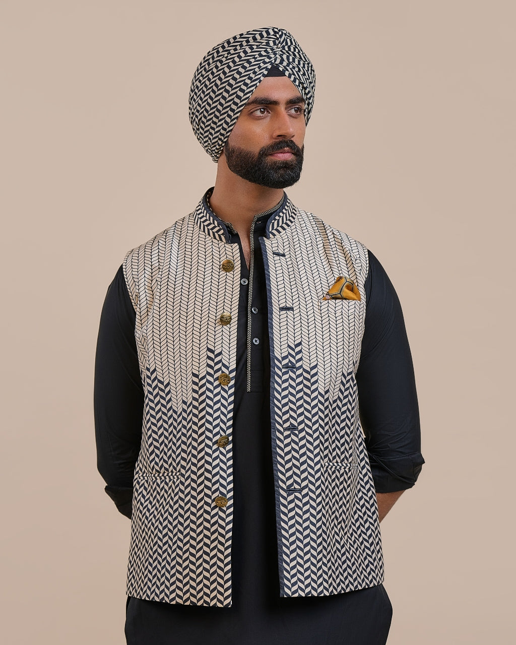 Signature Chevron Nehru Jacket