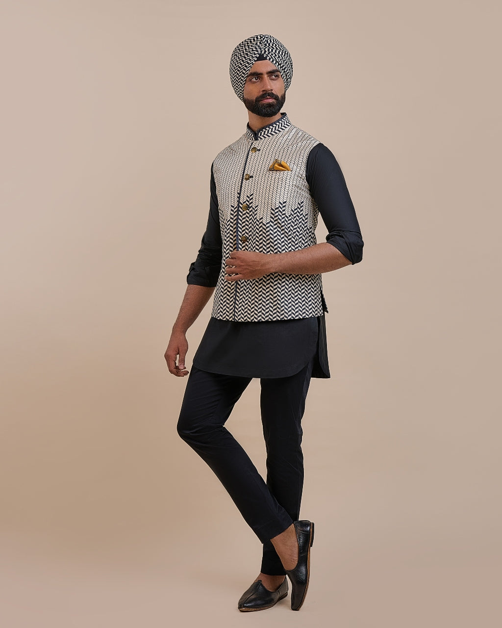 Signature Chevron Nehru Jacket