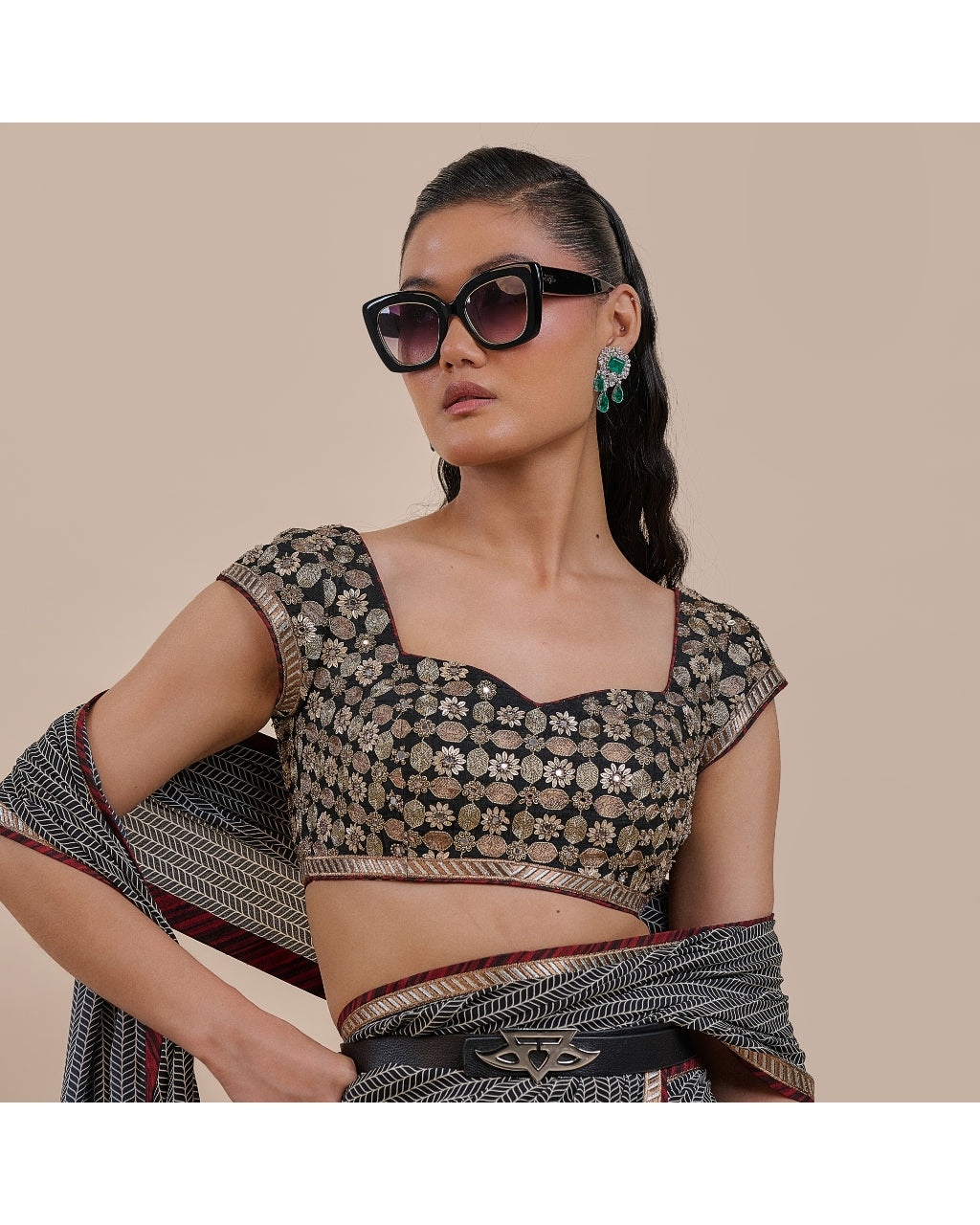 Striped Chevron Sari Set