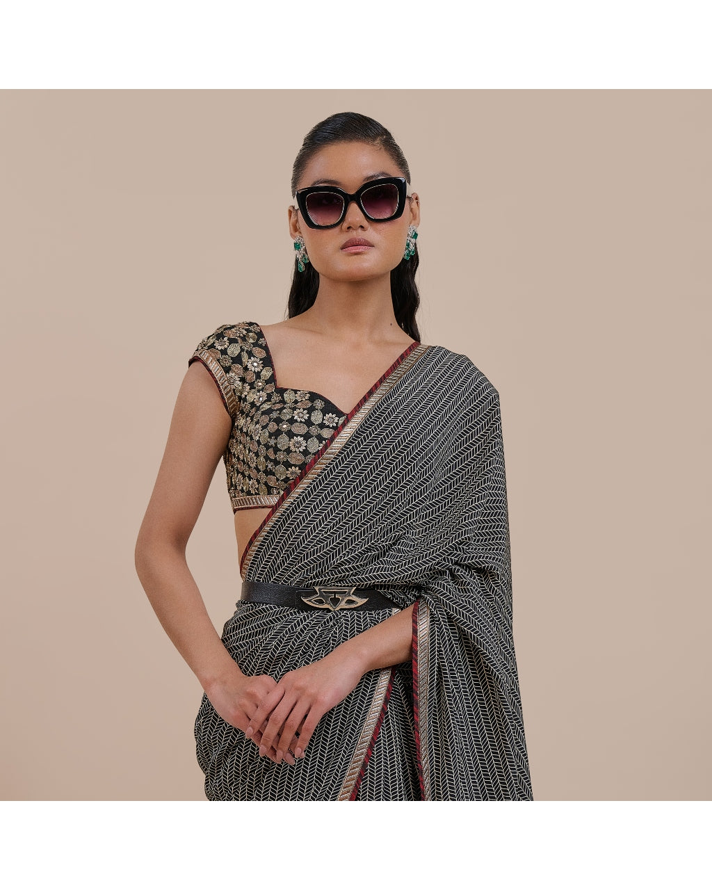 Striped Chevron Sari Set