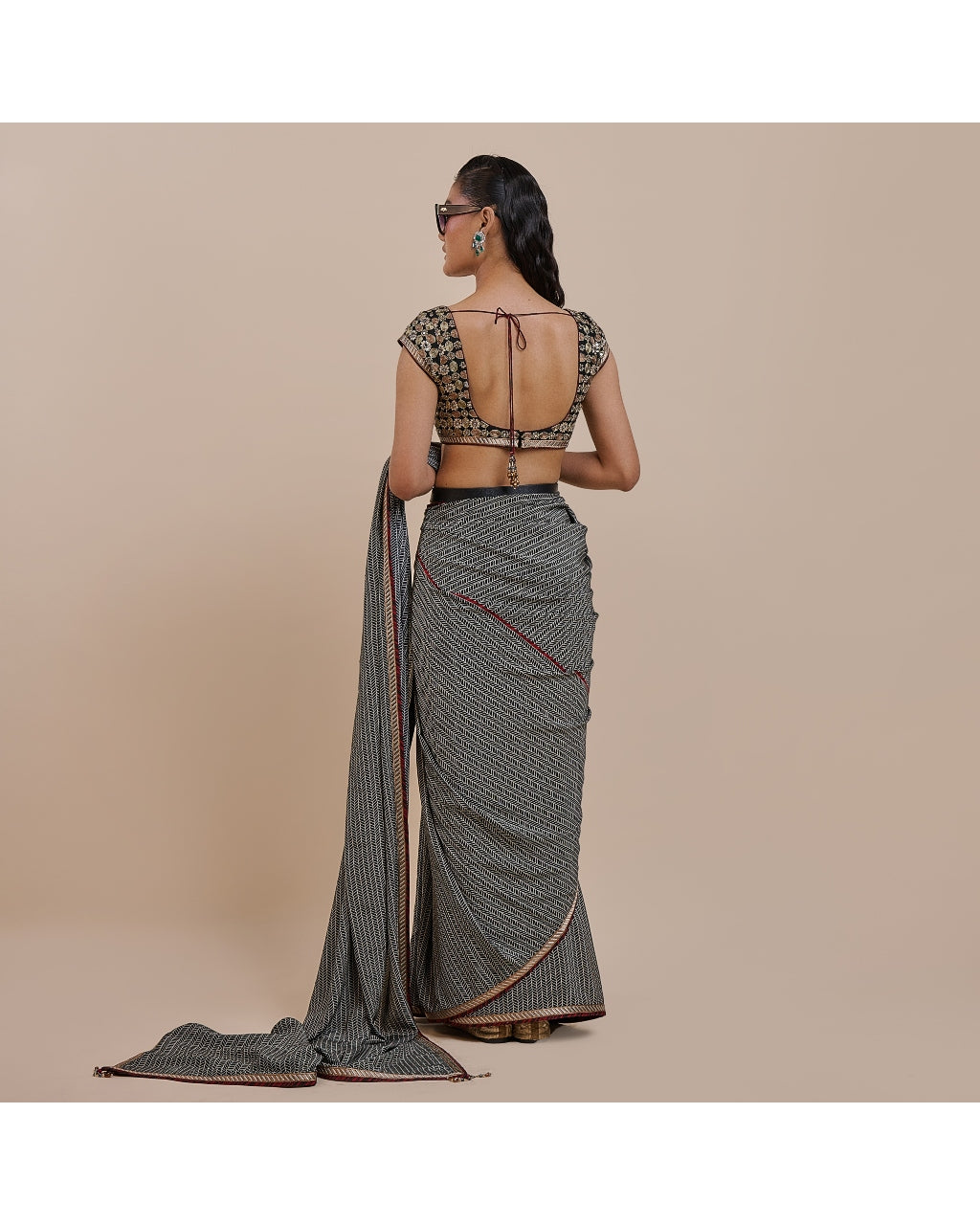 Striped Chevron Sari Set
