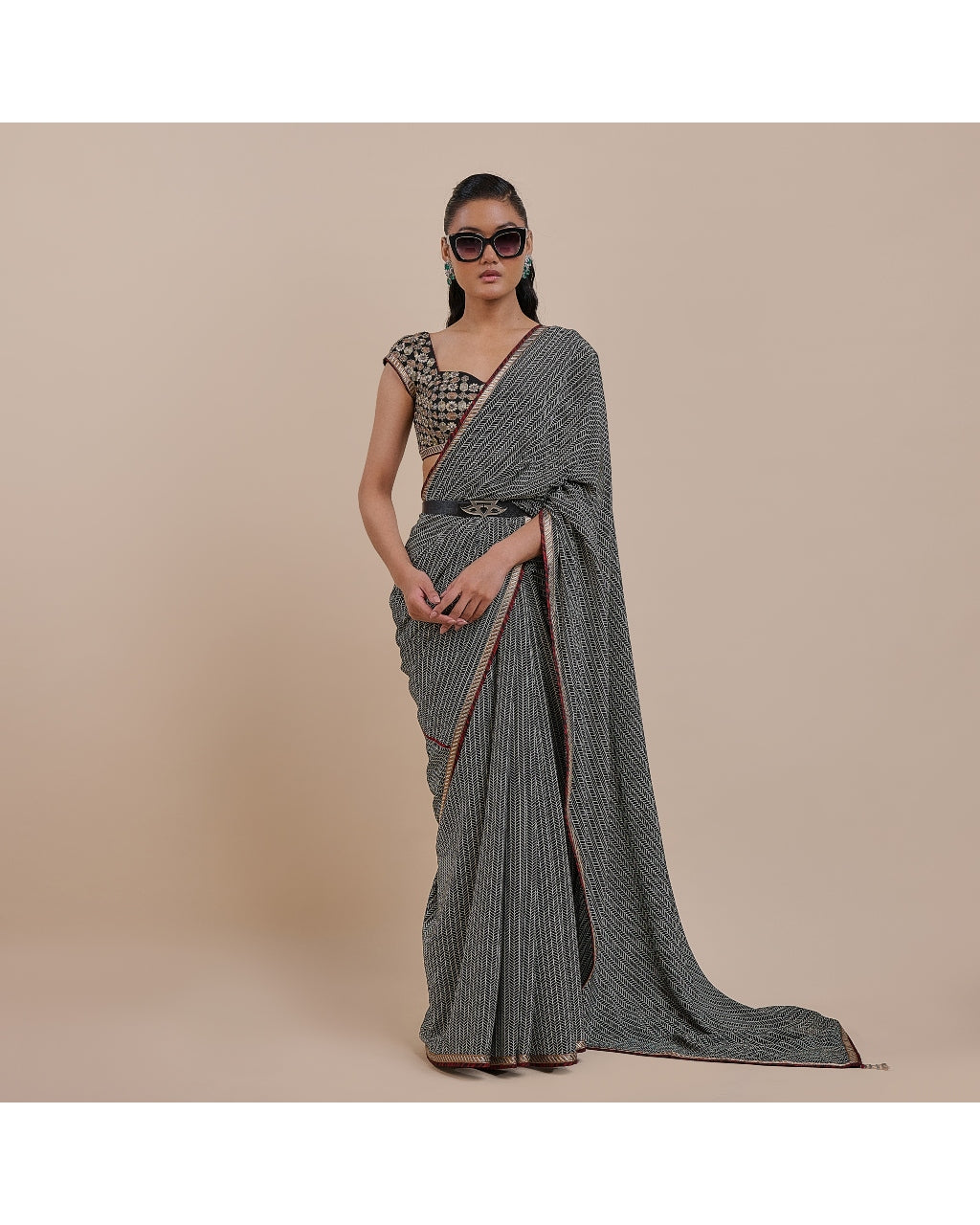 Striped Chevron Sari Set