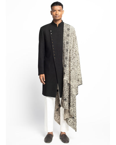 Asymmetrical Multi Button Achkan Set