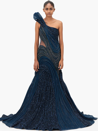 The Amethyst Sculpted Flame Gown