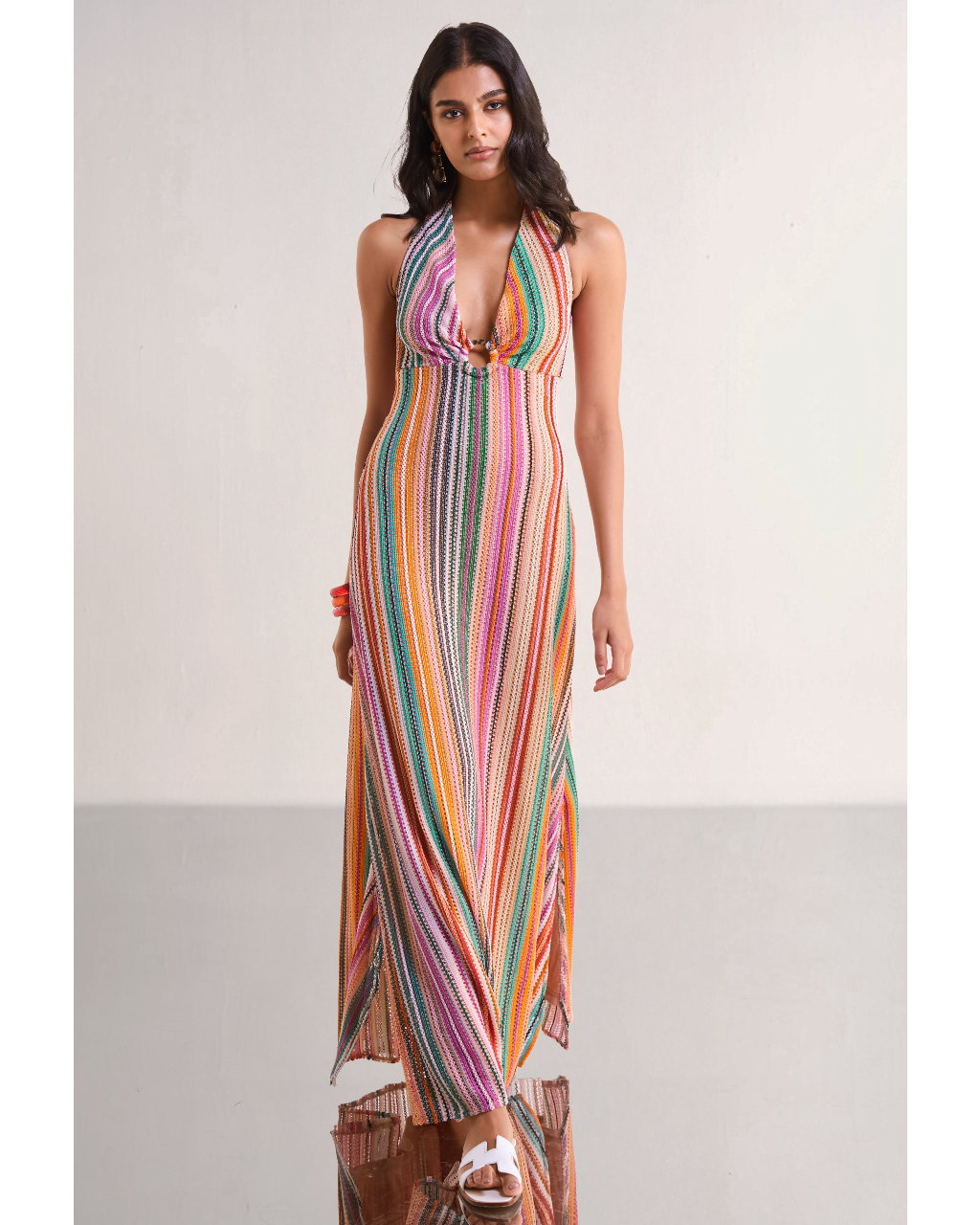 Halter Neck Crochet Knit Maxi