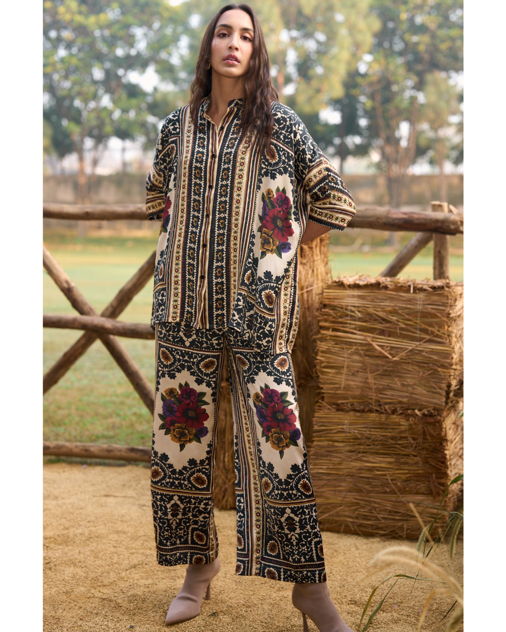 Baroque Printed Boxy Shirt & Straight-Cut Pant Set