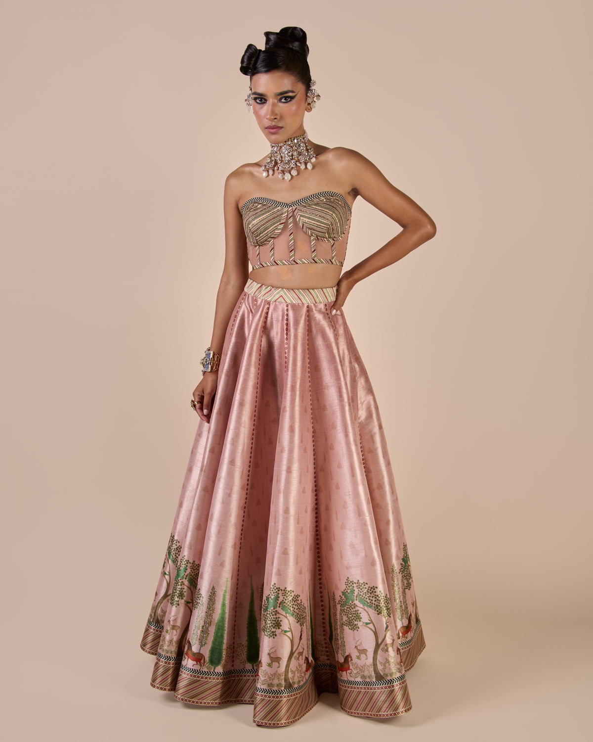 Rose Pink Corset Skirt Set