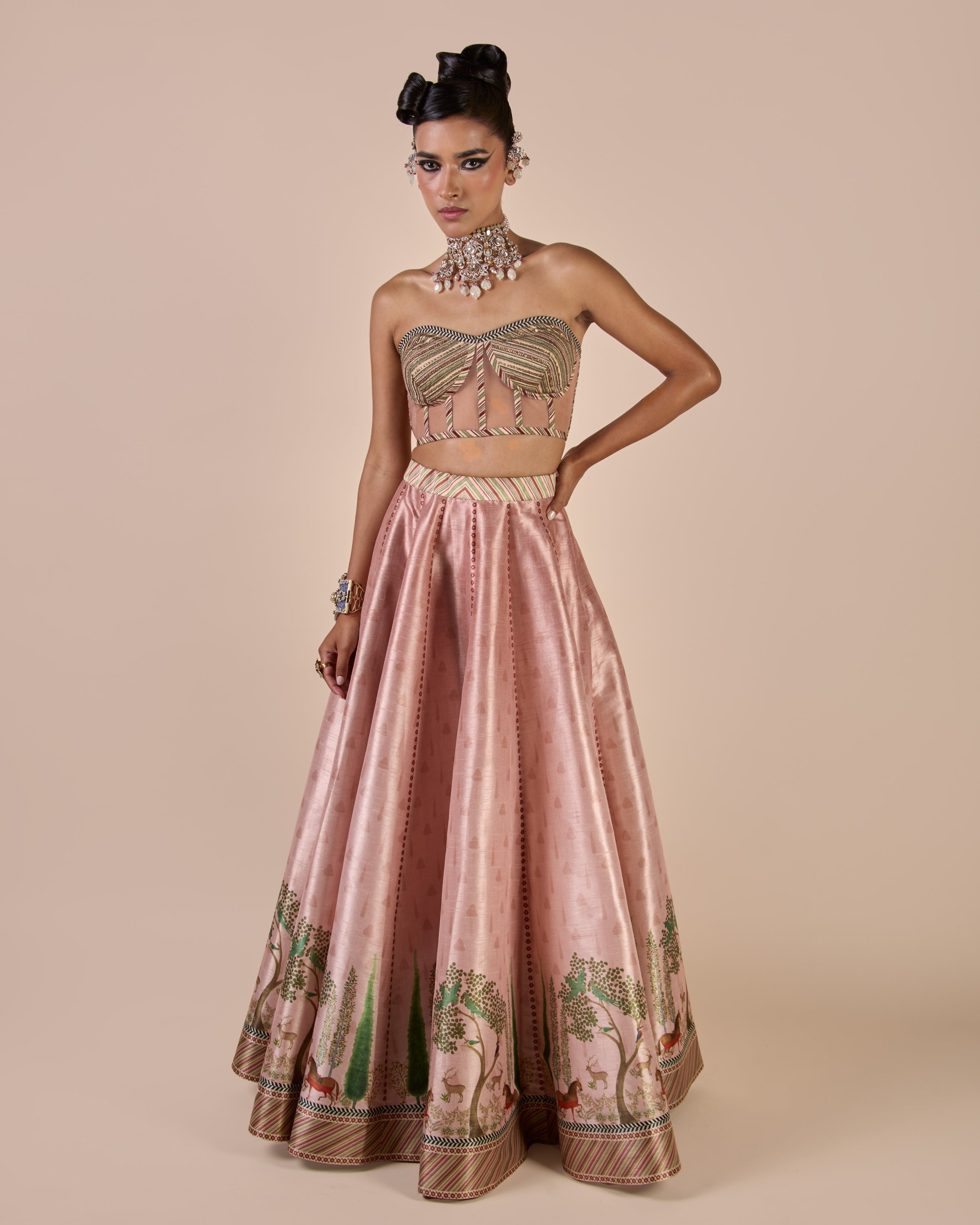 Rose Pink Corset Skirt Set