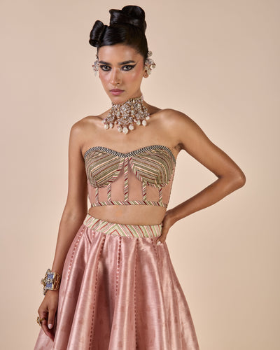 Rose Pink Corset Skirt Set