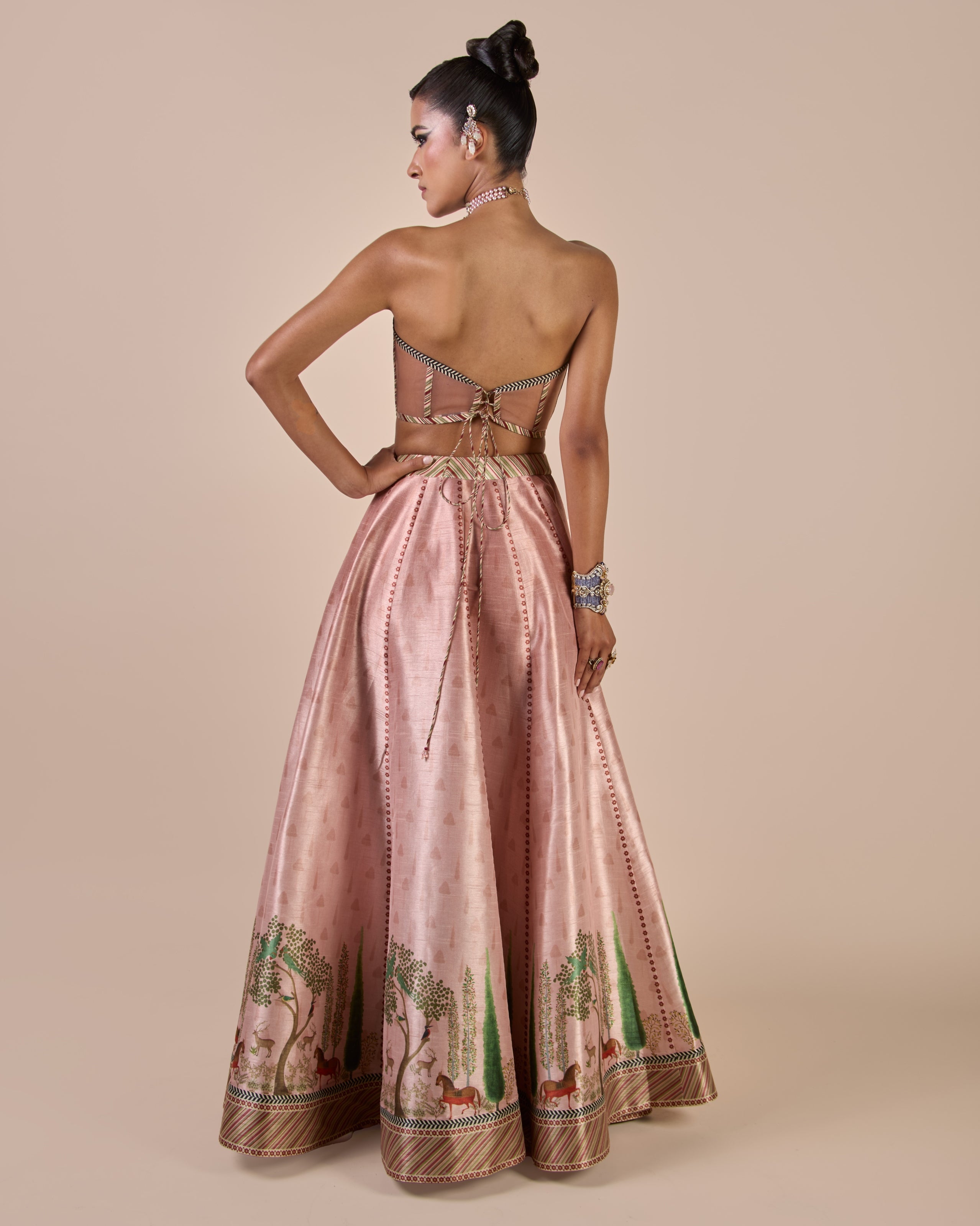 Rose Pink Corset Skirt Set