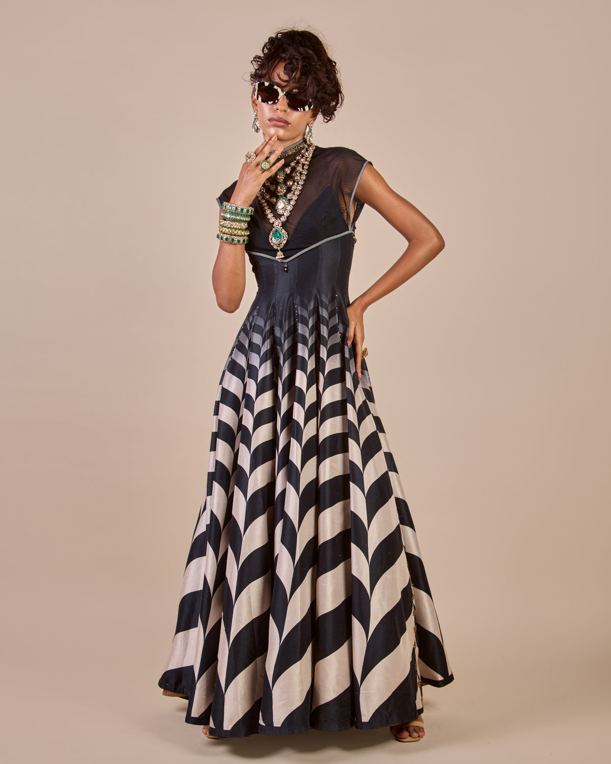 Chevron Anarkali Set