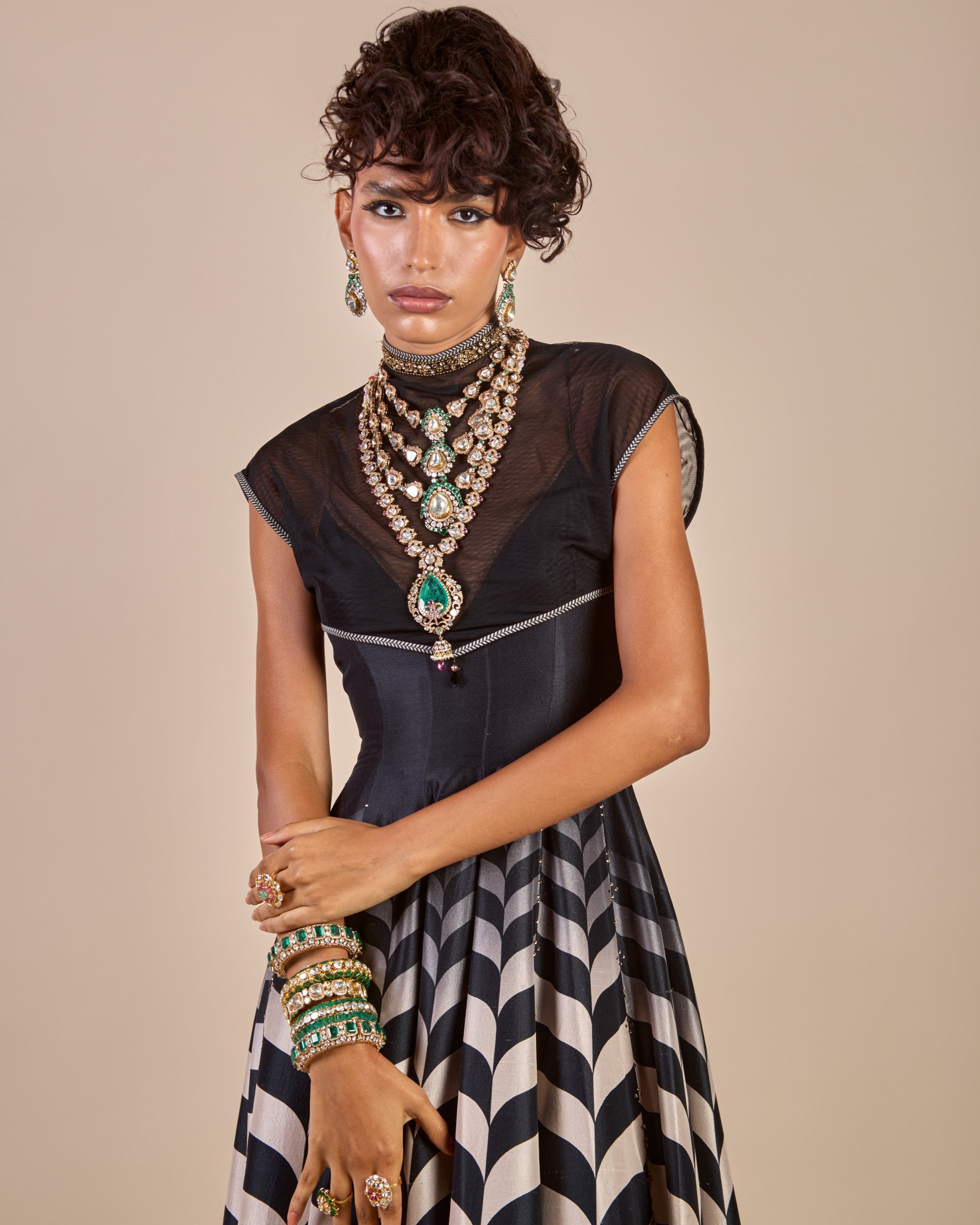 Chevron Anarkali Set