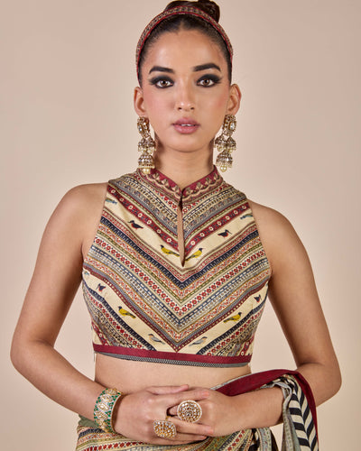 Crème Ivory - Multi Hued Sari Set