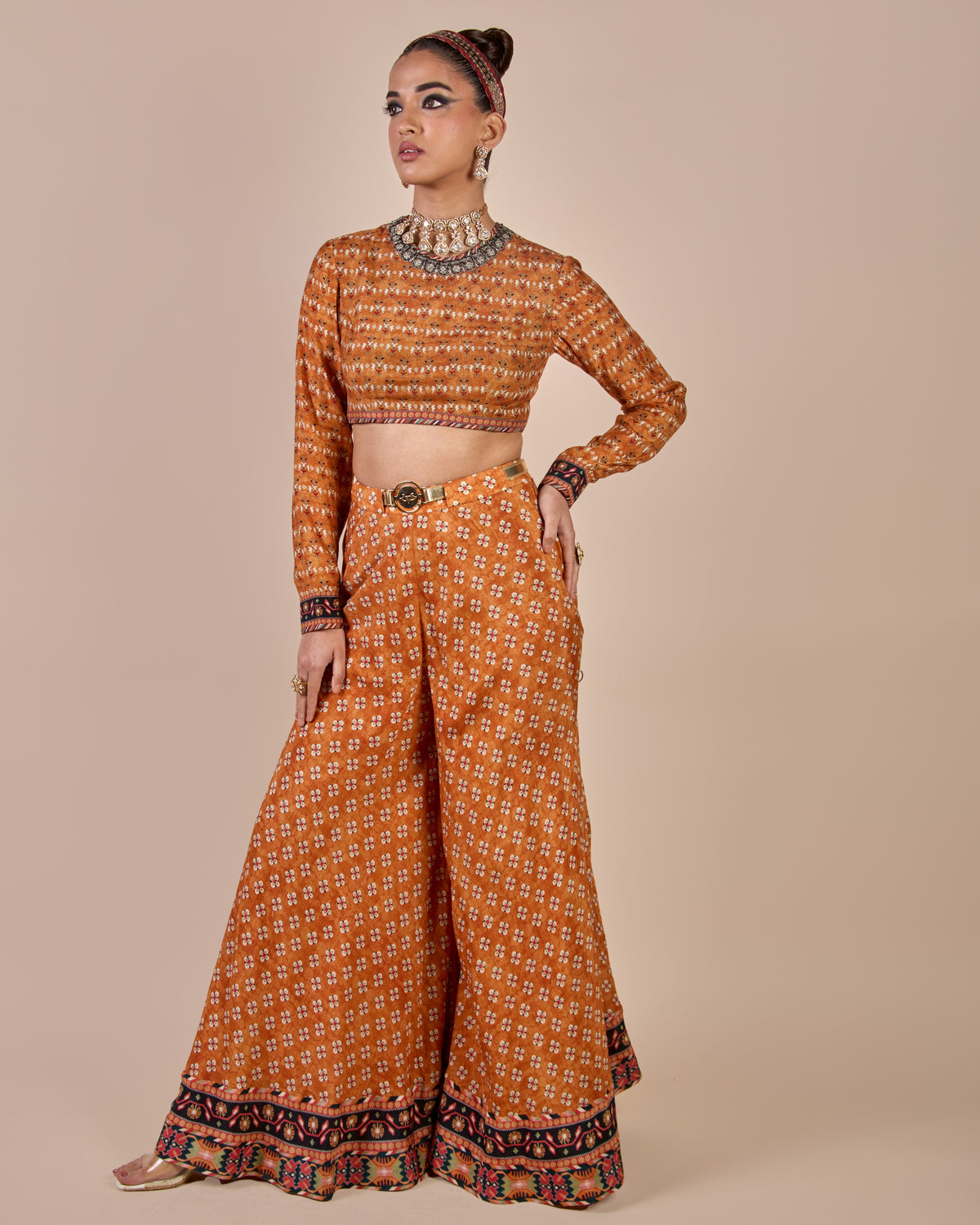 Rust Orange Sharara Set