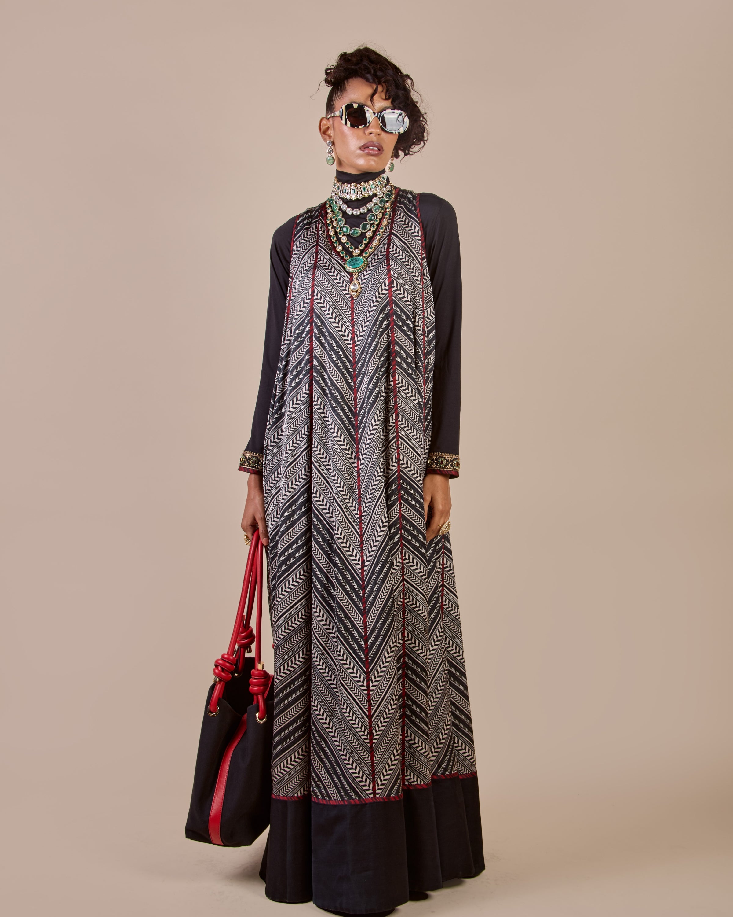 Chevron - Black Anarkali Set