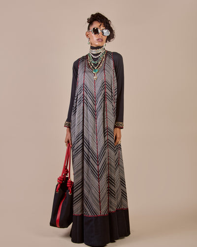 Chevron - Black Anarkali Set